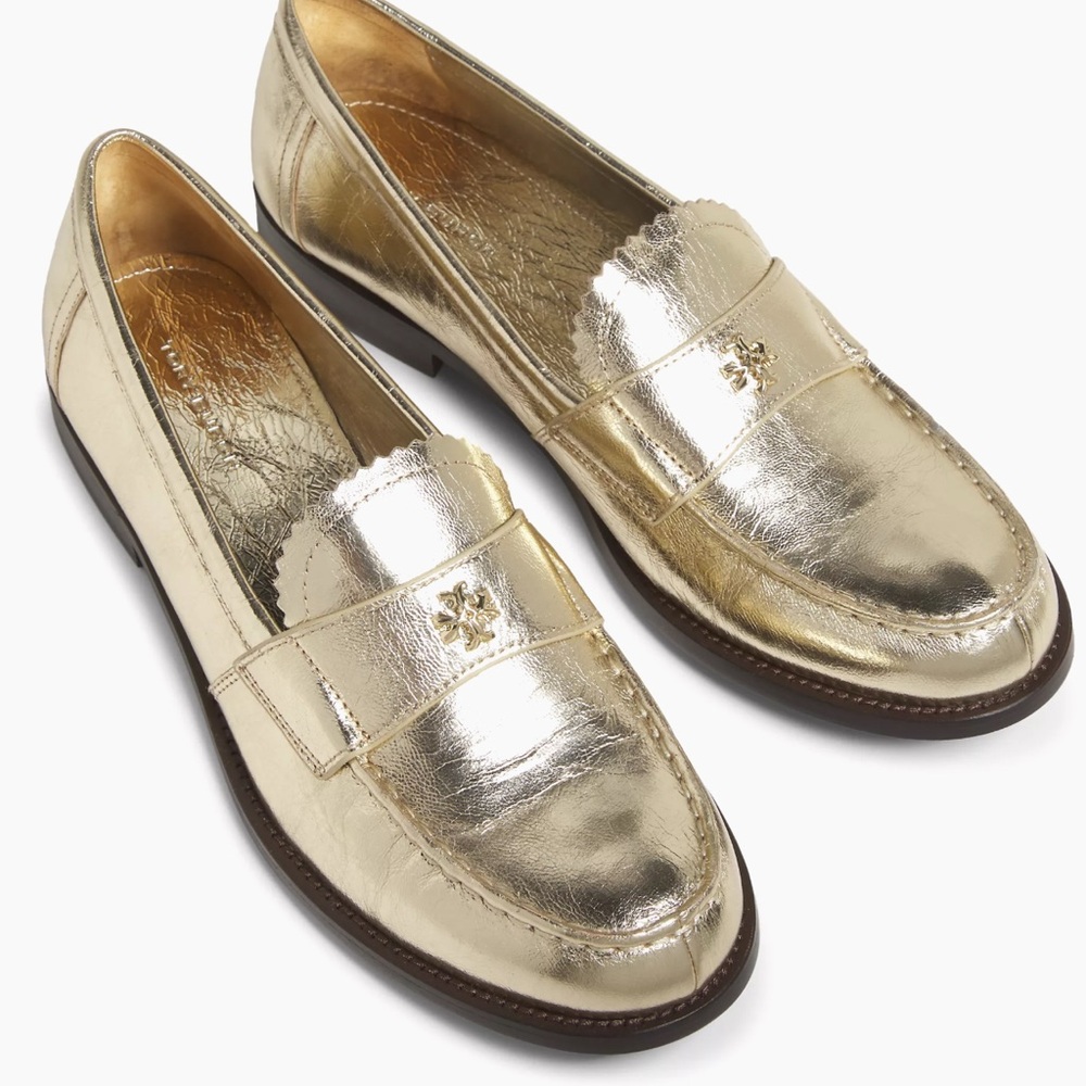 Never worn - Tory Burch Gold Flats Metallic Loafers